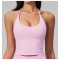 Custom Yoga Vest|Wholesale Halter-neck sports vest, backless shockproof running and fitness top