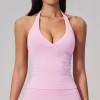 Custom Yoga Vest|Wholesale Seamless halter neck V-neck shockproof running top