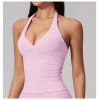 Custom Yoga Vest|Wholesale Seamless halter neck V-neck shockproof running top