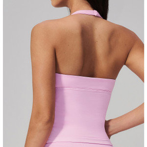 Custom Yoga Vest|Wholesale Seamless halter neck V-neck shockproof running top