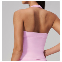 Custom Yoga Vest|Wholesale Seamless halter neck V-neck shockproof running top