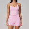 Custom Yoga Sets|Wholesale Seamless Yoga Set with Halter Neck Beautiful Back Lifted Hip for Outdoor