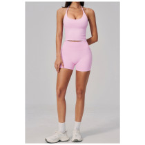 Custom Yoga Sets|Wholesale Seamless Yoga Set with Halter Neck Beautiful Back Lifted Hip for Outdoor