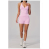 Custom Yoga Sets|Wholesale New women's yoga outfit set with halter neck and V-neck for outdoor use