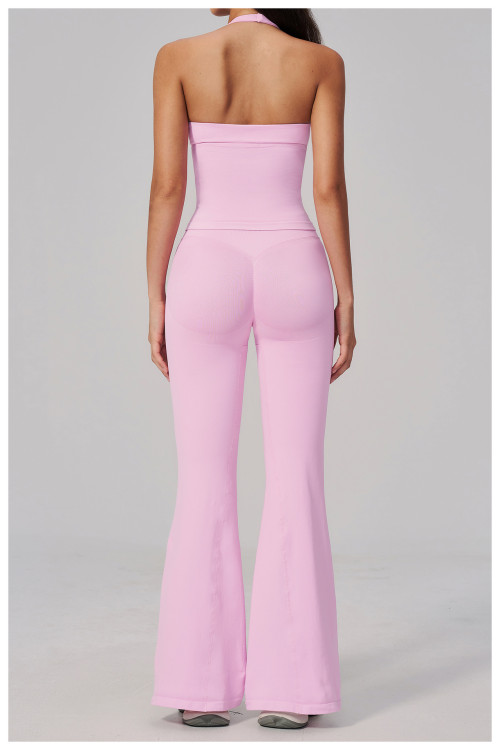 Custom Yoga Sets|Wholesale V-neck yoga suit set for women halter neck slim fit sportswear supplier