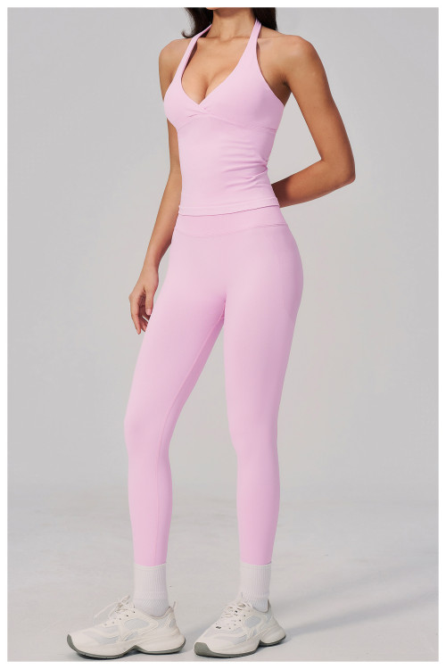 Custom Yoga Sets|Wholesale Seamless Peach Hip High Elastic Back Sports Yoga Set
