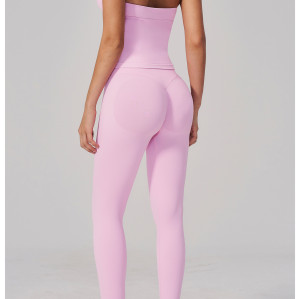 Custom Yoga Sets|Wholesale Seamless Peach Hip High Elastic Back Sports Yoga Set