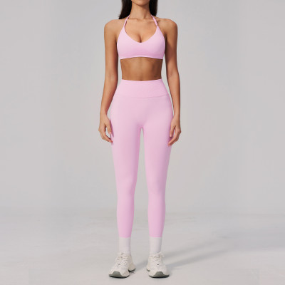 Custom Yoga Sets|Wholesale Seamless Yoga Set for Women Halter Neck Backless Quick-Drying Vendors
