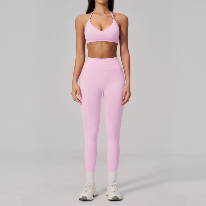 Custom Yoga Sets|Wholesale Seamless Yoga Set for Women Halter Neck Backless Quick-Drying Vendors
