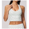 Custom Yoga Vest|Wholesale New polka dot halter top, deep V-neck, backless, suitable for fitness