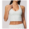 Custom Yoga Vest|Wholesale New polka dot halter top, deep V-neck, backless, suitable for fitness