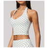Custom Yoga Vest|Wholesale New polka dot halter top, deep V-neck, backless, suitable for fitness