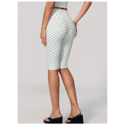 Custom yoga leggings|Wholesale New polyester/spandex printed mid-length shorts, high-waisted