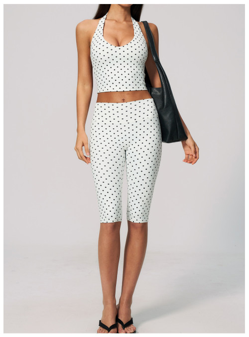 Custom yoga leggings|Wholesale New polyester/spandex printed mid-length shorts, high-waisted