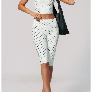 Custom Yoga Sets|Wholesale New polka dot yoga suit set with polyester/spandex print and deep V-neck