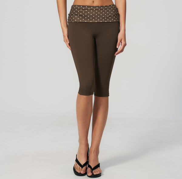 Custom yoga leggings|Wholesale Yoga shorts with folded waistband outdoor running polka dot sports