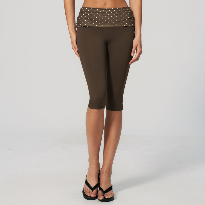 Custom yoga leggings|Wholesale Yoga shorts with folded waistband outdoor running polka dot sports