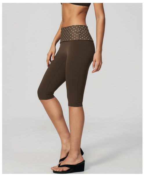 Custom yoga leggings|Wholesale Yoga shorts with folded waistband outdoor running polka dot sports