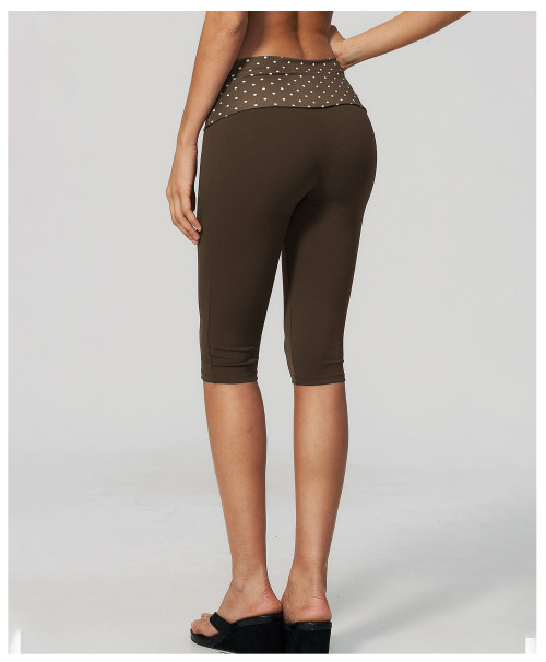 Custom yoga leggings|Wholesale Yoga shorts with folded waistband outdoor running polka dot sports