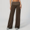 Custom yoga leggings|Wholesale Retro-style polka dot athletic pants with fold-down waistband