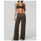 Custom yoga leggings|Wholesale Retro-style polka dot athletic pants with fold-down waistband
