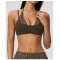 Custom Yoga bra|Wholesale New faux two-piece yoga bra with color-blocked halter neck strap