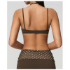 Custom Yoga bra|Wholesale New faux two-piece yoga bra with color-blocked halter neck strap