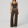 Custom Yoga Sets|Wholesale Stylish polka dot faux two-piece running tracksuit with brushed fabric