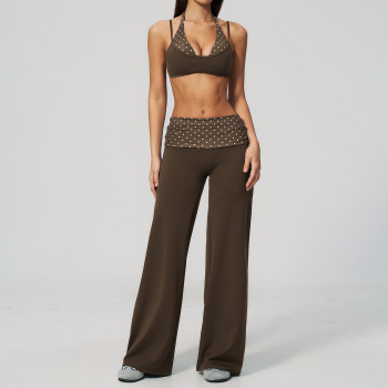 Custom Yoga Sets|Wholesale Fitness Set with Square Back, Casual and Stylish Fold-Up Waistband