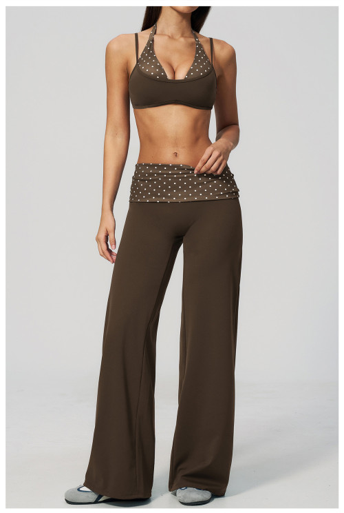 Custom Yoga Sets|Wholesale Fitness Set with Square Back, Casual and Stylish Fold-Up Waistband