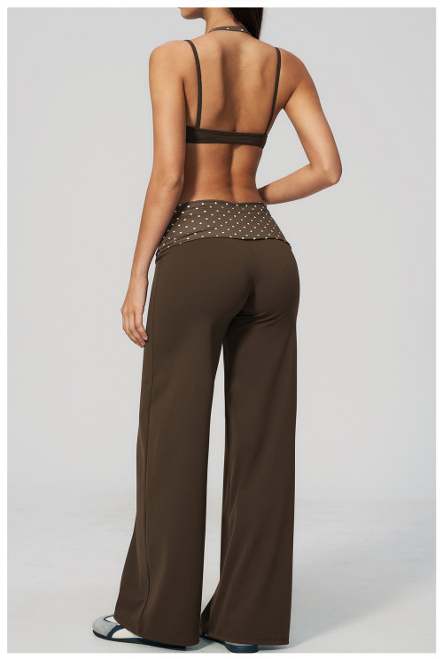 Custom Yoga Sets|Wholesale Fitness Set with Square Back, Casual and Stylish Fold-Up Waistband