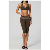 Custom Yoga Sets|Wholesale Fitness Set with Square Back, Casual and Stylish Fold-Up Waistband