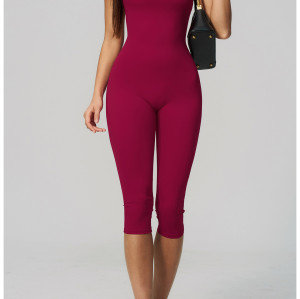 Custom jumpsuits|Wholesale One-piece square neck vest slimming one-piece mid-length pants yoga