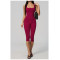Custom jumpsuits|Wholesale One-piece square neck vest slimming one-piece mid-length pants yoga