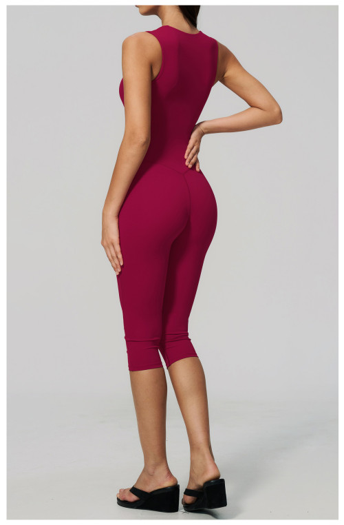 Custom jumpsuits|Wholesale One-piece square neck vest slimming one-piece mid-length pants yoga