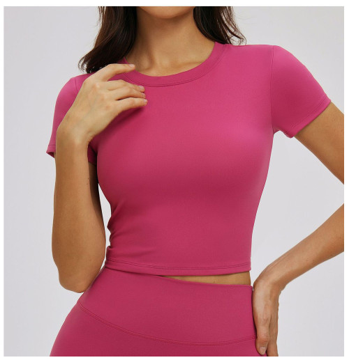 Custom yoga tops | Wholesale tight-fitting gymwear short-sleeved fitness top casual outdoor running