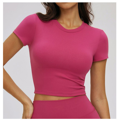 Custom yoga tops | Wholesale tight-fitting gymwear short-sleeved fitness top casual outdoor running