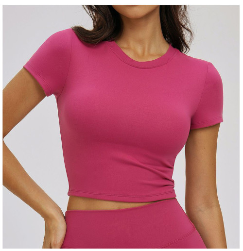 Custom yoga tops | Wholesale tight-fitting gymwear short-sleeved fitness top casual outdoor running