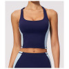 Custom Yoga Vest|Wholesale Sports vest with color blocking stretchy and slimming design for training