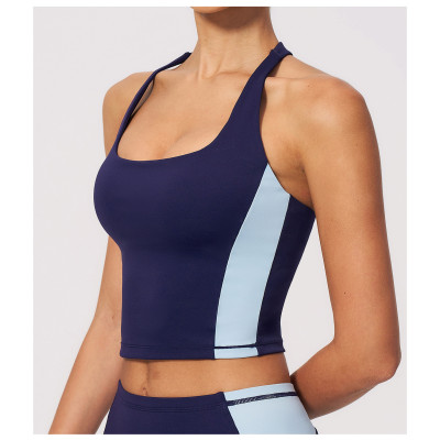 Custom Yoga Vest|Wholesale Sports vest with color blocking stretchy and slimming design for training