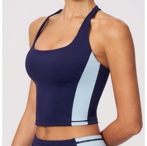 Custom Yoga Vest|Wholesale Sports vest with color blocking stretchy and slimming design for training