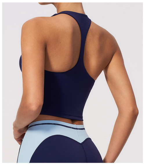 Custom Yoga Vest|Wholesale Sports vest with color blocking stretchy and slimming design for training