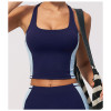Custom Yoga Vest|Wholesale Sports vest with color blocking stretchy and slimming design for training