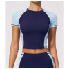 Custom yoga tops | Wholesale Color-blocked sports top quick-dry tight-fitting short-sleeved yoga top