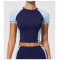 Custom yoga tops | Wholesale Color-blocked sports top quick-dry tight-fitting short-sleeved yoga top