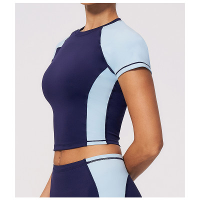 Custom yoga tops | Wholesale Color-blocked sports top quick-dry tight-fitting short-sleeved yoga top