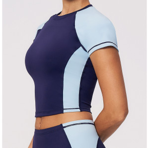 Custom yoga tops | Wholesale Color-blocked sports top quick-dry tight-fitting short-sleeved yoga top