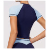 Custom yoga tops | Wholesale Color-blocked sports top quick-dry tight-fitting short-sleeved yoga top