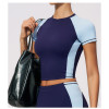 Custom yoga tops | Wholesale Color-blocked sports top quick-dry tight-fitting short-sleeved yoga top