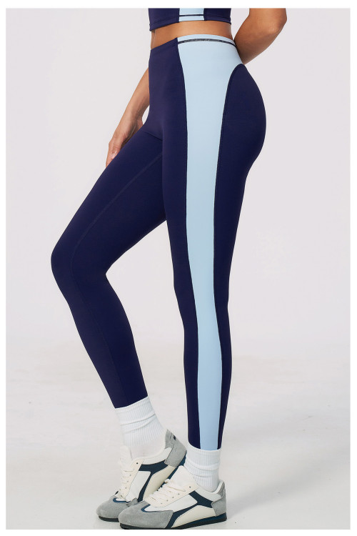 Custom yoga leggings|Wholesale Color-blocked yoga pants with butt-lifting high elasticity fitness